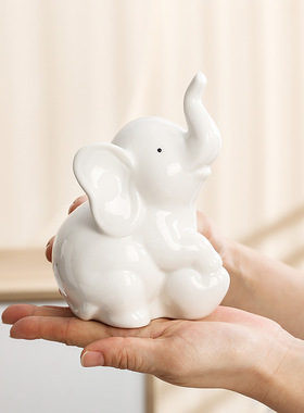 创意动物小象陶瓷摆件 客厅电视柜桌面家居装饰品大象工艺品摆件