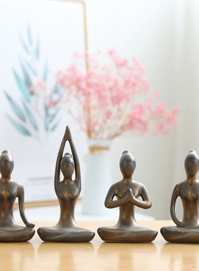 宇轩  现代简约创意瑜伽小摆件陶瓷工艺家居抽象人物开业礼品