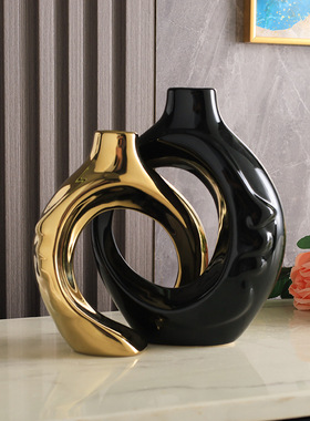 意式极简高级感样板间电视柜摆件