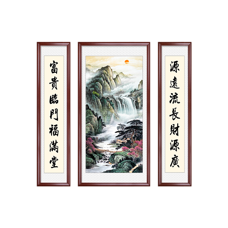 中堂画客厅挂画农村堂屋大厅山水画新中式装饰大气三联字画壁画 - 图3