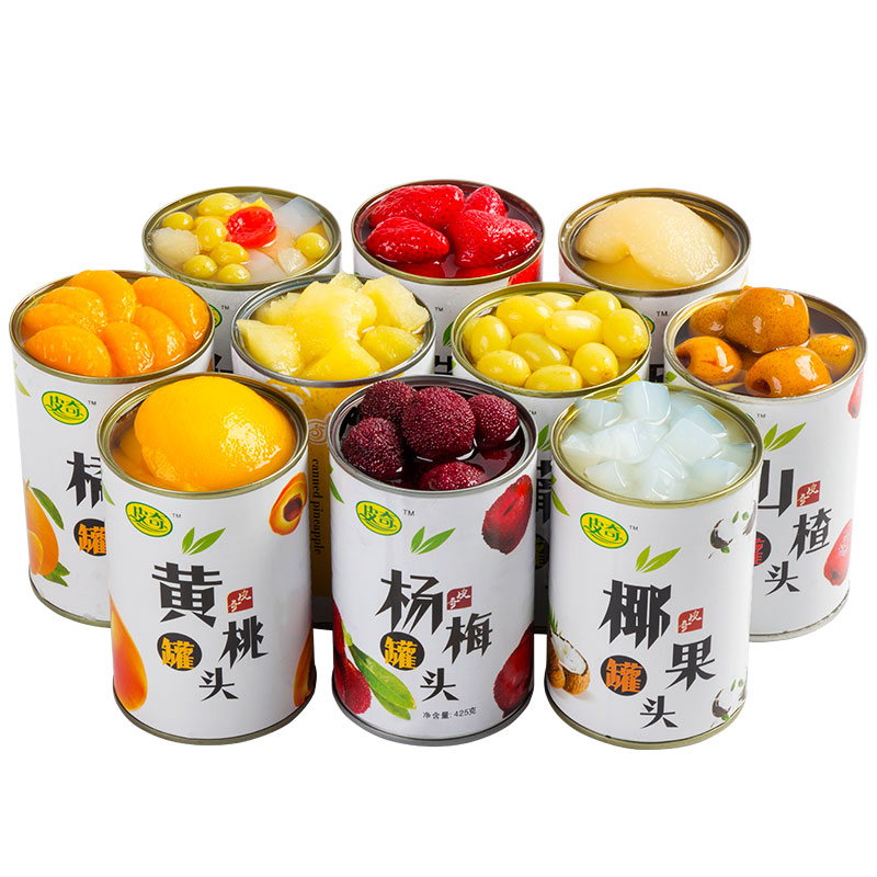 皮奇食品旗舰店皮奇水果罐头8罐混合装黄桃橘子梨杨梅菠萝椰果山楂草莓什锦罐头3