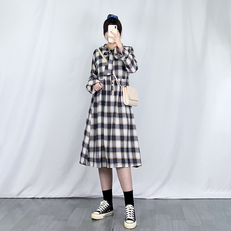 大码女装2020年早秋新款减龄格子 纳凌姿大码女装