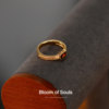 S925 silver natural red garnet French ring