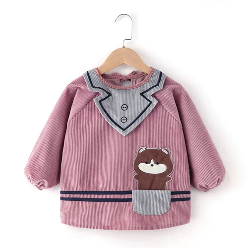 Детский фартук, водонепроницаемый слюнявчик, демисезонный нагрудник, лонгслив подходит для мужчин и женщин, анти-грязь, с карманом, сзади на завязках