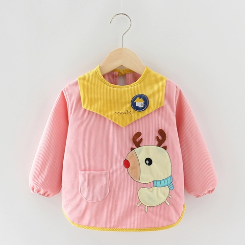 Детский фартук, водонепроницаемый слюнявчик, демисезонный нагрудник, лонгслив подходит для мужчин и женщин, анти-грязь, с карманом, сзади на завязках