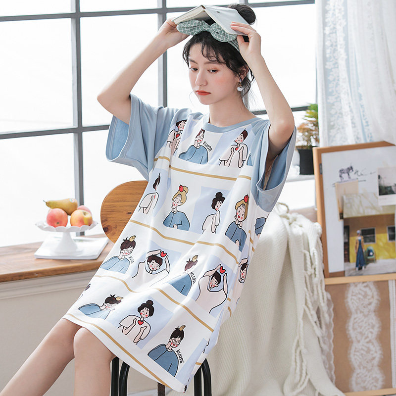 纯棉夏天短袖日系清新韩版可爱睡裙 霎琦睡裙