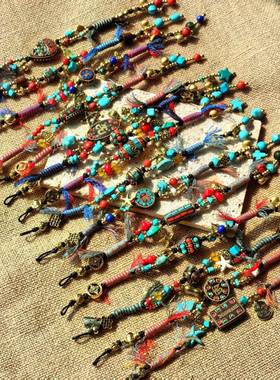 民族风编织绳手链手作新中式手串尼泊尔手工铜珠松石异域国潮手饰