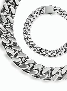 欧美跨境爆款手工钛钢古巴手链不掉色男士霸气个性潮流嘻哈首饰