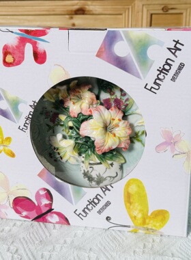新品方亚百合花陶瓷挂盘装饰盘挂盘电视柜玄关摆饰新房装饰品家居