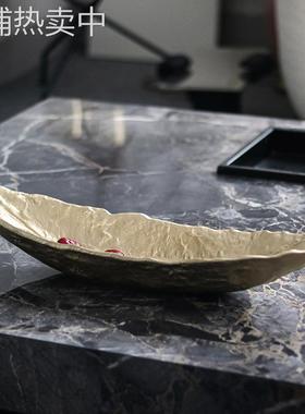 抽象小船艺术轻奢水果盘零食干果盘摆件客厅餐桌茶几样板房装饰品