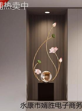 新中式玄关装饰摆件高级感小众客厅电视柜展示酒柜装饰品荷花摆设