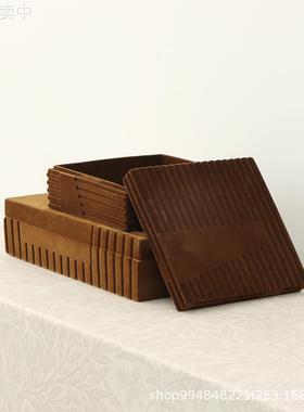 现代简约植绒几何收纳盒盒卧室梳妆台首饰盒样板间软装饰品摆件