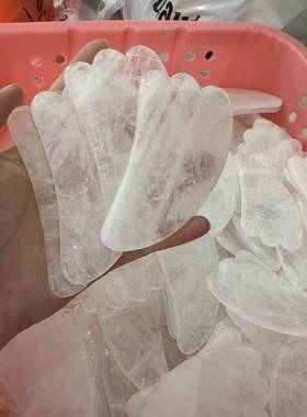 玉石刮痧板面部美容白水晶刮痧板按摩器全身通用经络牛角刮痧板