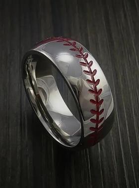 新款跨境货源工厂不锈钢篮球，棒球戒指体育元素戒指。