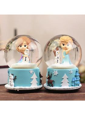 创意女孩生日水晶球音乐盒旋转雪花水球流行八音盒音乐水球礼品