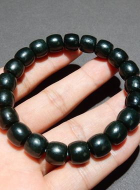 新疆和田玉塔县青玉9mm直切老型珠手串  带证书 多样性拍一发一