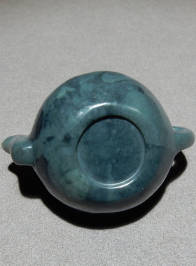 和田玉青花把把壶小手把件摆件 带证书