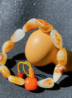 新疆和田玉白玉籽料原石手串 随形玉石手链 男女款文玩手串