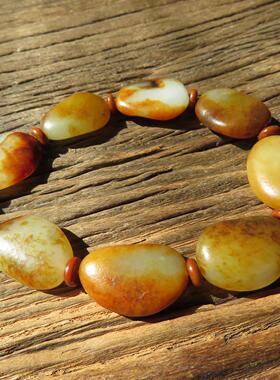 新疆和田玉白玉籽料原石手串 随形玉石手链 男女款文玩手串