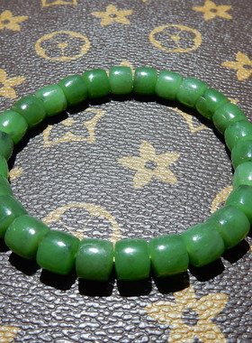 和田玉【俄料碧玉菠菜绿手串】8mm 直切款 浓绿国风单圈男女手饰