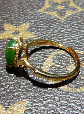 和田玉【俄料辣阳绿碧玉戒指】925 银镶钻款 国风轻奢男女指环