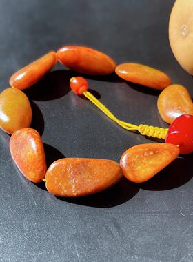 【籽料手串】新疆和田玉黄沁原石手串 油润国风单圈手饰