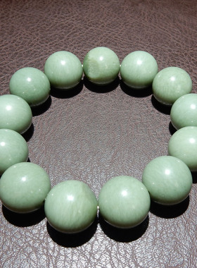 新疆和田玉沙枣青籽料手串 18mm 圆珠 天然玉石手链男女文玩饰品