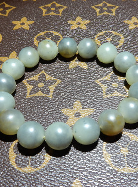 和田玉【新疆楼兰三色手串】12mm 圆珠款 国风撞色单圈男女手饰