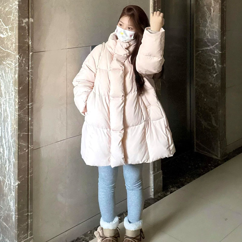 韩系轻柔软糯泡芙加厚保暖羽绒棉服女冬季高级感洋气面包服外套潮 - 图1