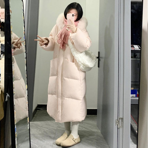 中长款气质高级感大毛领羽绒棉服女冬季2025年巨好看洋气百搭外套 - 图0