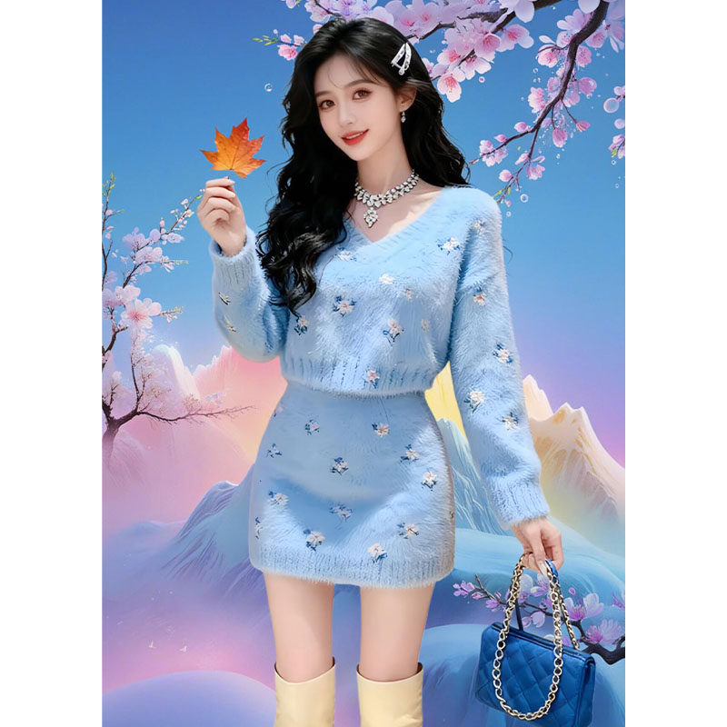 秋冬2026超火穿搭一整套独特漂亮慵懒风软糯毛衣半身裙两件套装女,淘宝优惠券,粉丝福利购,淘宝优惠卷