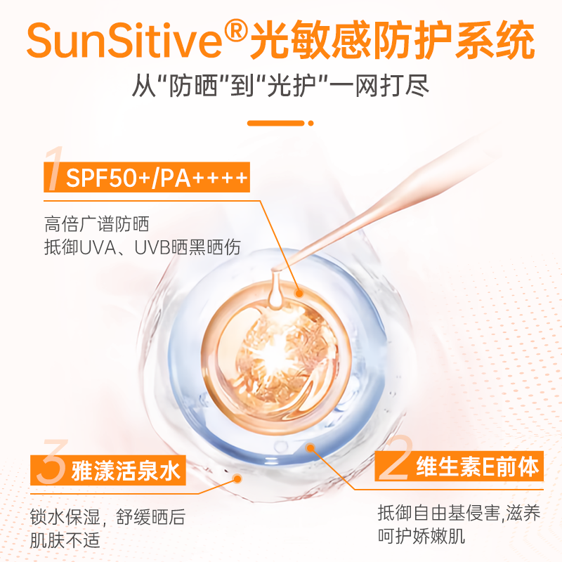 雅漾倍护户外水润通勤防晒霜倍护清爽防晒面全身可用SPF50+100ml