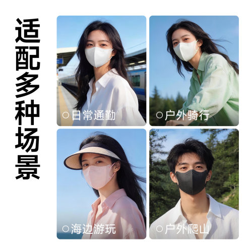 防晒口罩次抛高颜值3D立体防紫外线口罩薄款护眼角显脸小独立包装 - 图3
