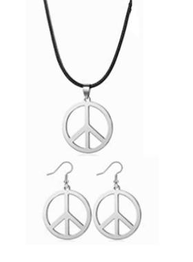 咖亿跨境男士不锈钢项链反战和平吊坠配皮绳外贸饰品套链