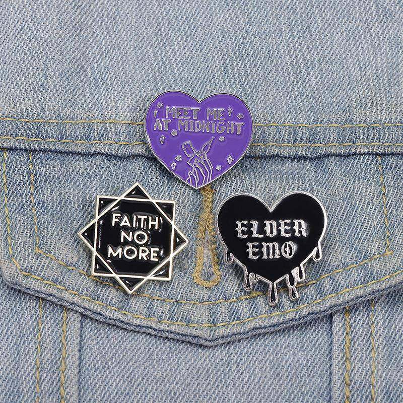 Foreign trade hot-selling alloy badge black love letter rock band badge trend clothing accessories pin