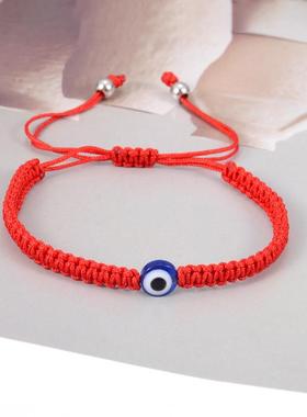 亚马逊热销跨境饰品蓝眼睛手链恶魔之眼红绳编织手绳可调节手链