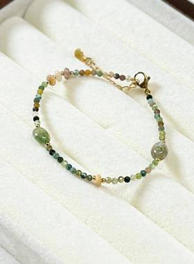 钛钢极细轻奢天然石玛瑙手链女淡水珍珠手串异形巴洛克珍珠手链女