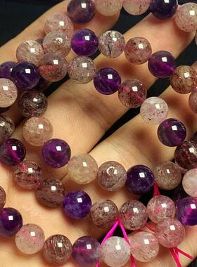 天然草莓超七手链老矿草莓多宝手串粗发金草莓水晶饰品工厂