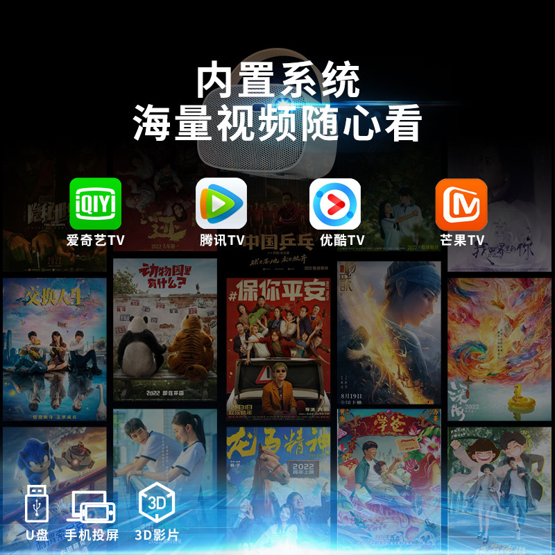 【卧室投墙】m5超高清卧室客厅窝窝头 wowoto投影机