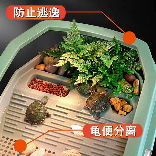 乌龟缸家用巴西龟专鳄龟别墅屋用鱼缸带晒台养小乌龟饲养缸生态箱 - 图3