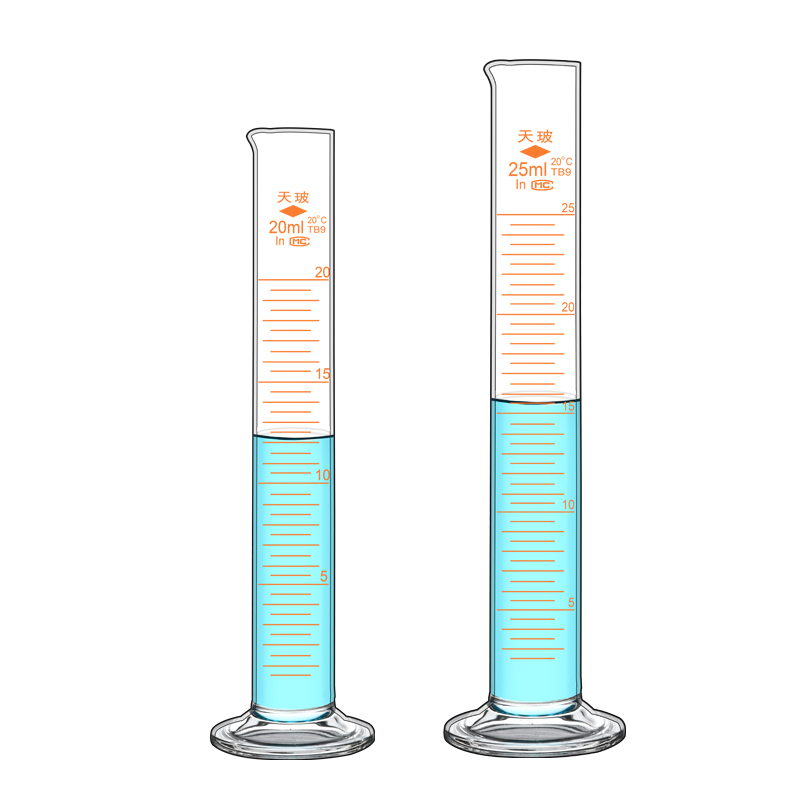 天玻量筒实验室A级可过检1 2L大小化学实验直型5 10 20 25 50 100ml 250ml 500ml 1000 2000ml带刻度玻璃量筒 - 图0