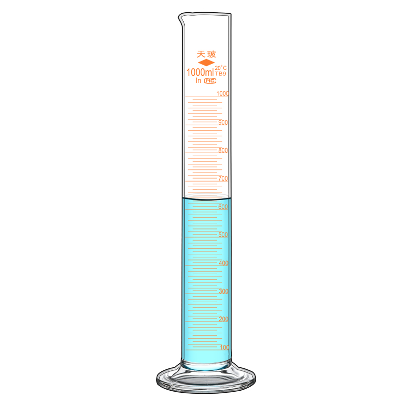 天玻量筒实验室A级可过检1 2L大小化学实验直型5 10 20 25 50 100ml 250ml 500ml 1000 2000ml带刻度玻璃量筒 - 图3