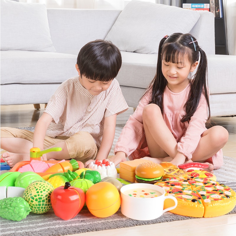 儿童切切乐水果蔬菜套装玩具男女孩子幼儿园仿真过家家厨房可做饭-图1