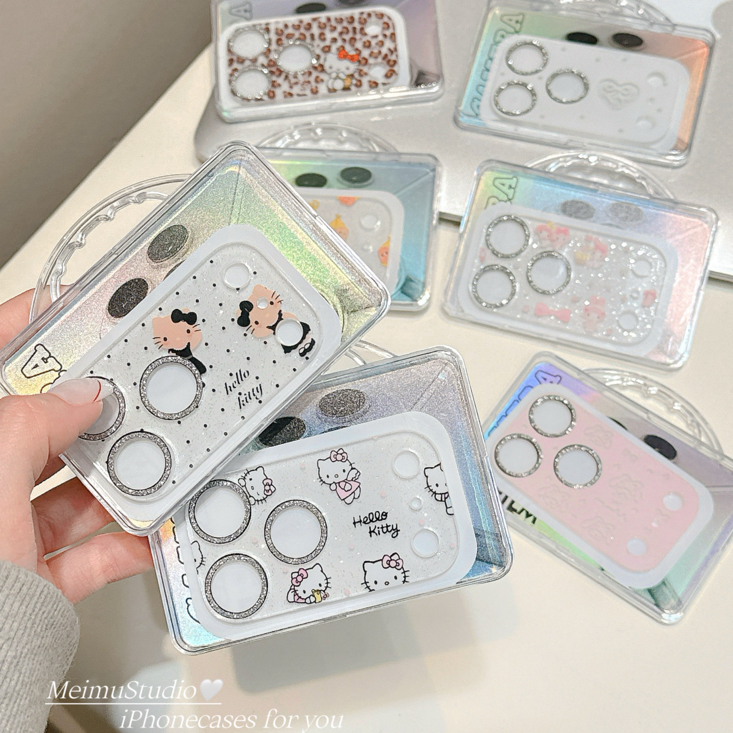 美牧卡通KT猫美乐蒂星星人细闪粉镜头膜适用苹果17promax后摄像头保护钢化膜16pro高清15pm防摔防刮14pro全包 - 图3