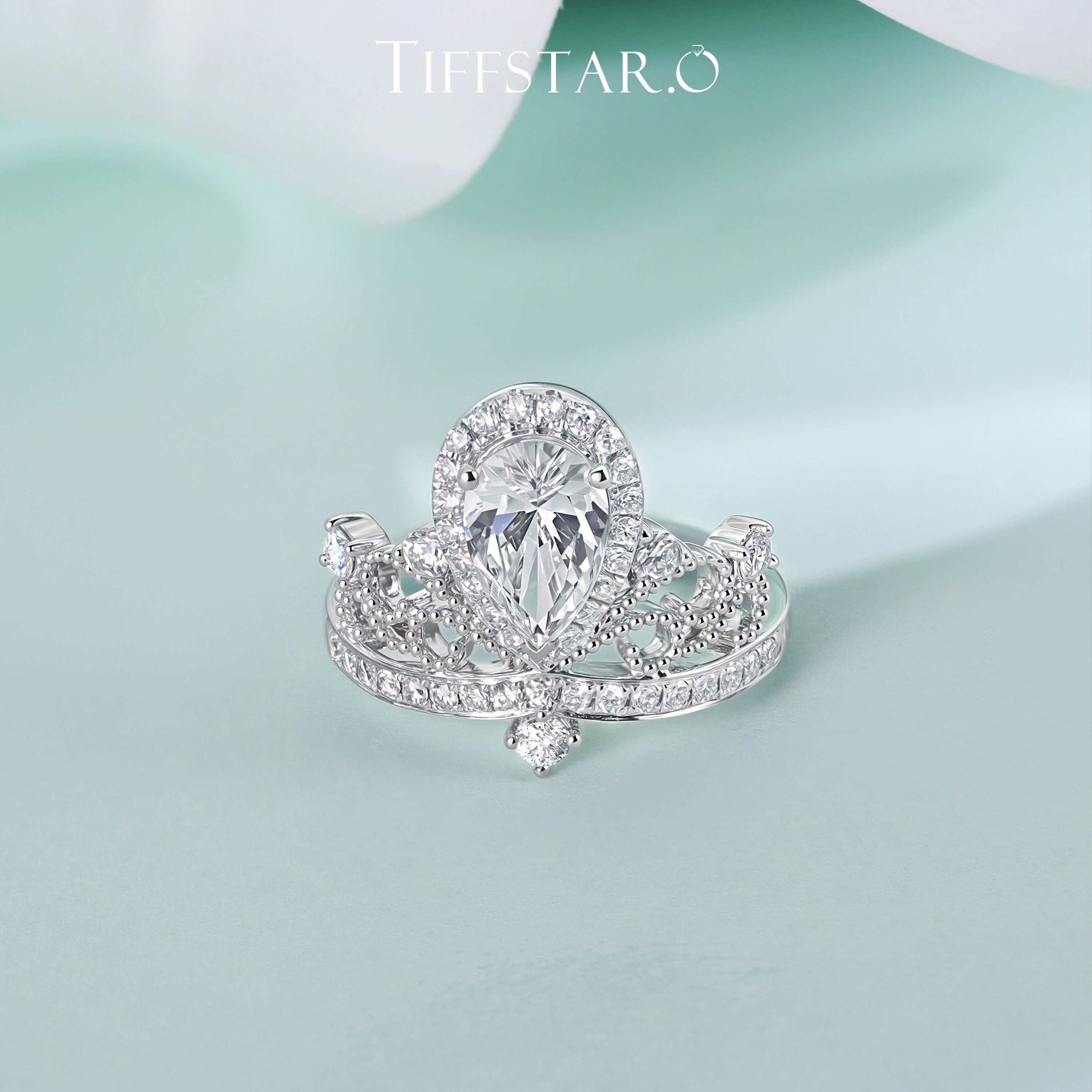 Tiff Star PT950 cultured diamond engagement ring