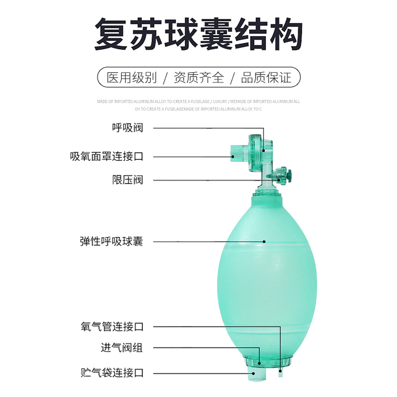 门诊检查医用急救设备五件套苏醒呼吸机球囊气囊人工简易呼吸器