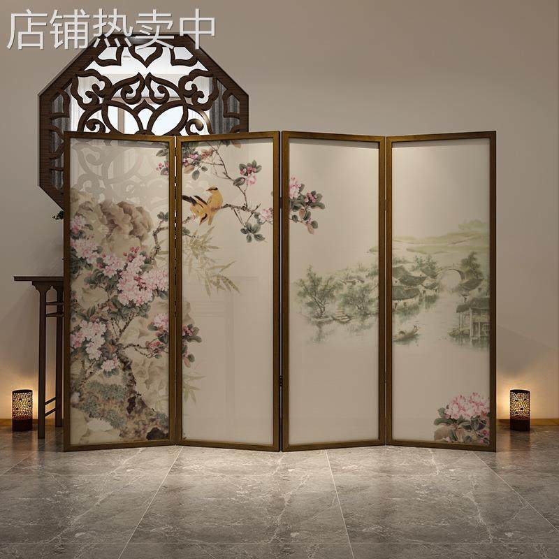 新中式实木屏风隔断客厅房间移动折叠玄关办公室花鸟入户门折屏,淘宝优惠券,粉丝福利购,淘宝优惠卷