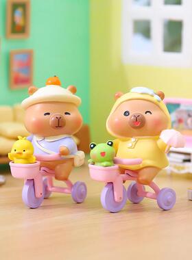 憨态豚豚仔的嘉年华盲盒周边卡皮巴拉玩具车摆件儿童礼品