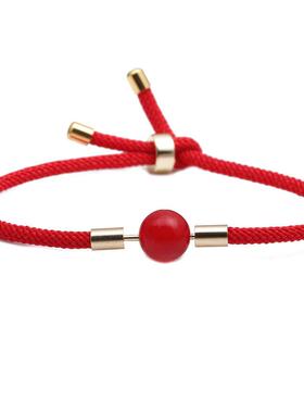 欧美跨境彩色可伸缩调节基础绳手链10MM珠子红色米兰绳可DIY手链