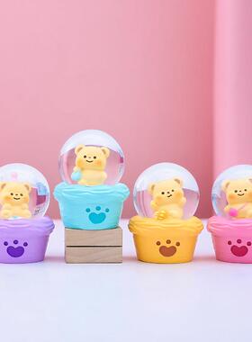 黄色小熊水晶球摆件发光发亮小水球学生宿舍桌面装饰儿童生日礼物